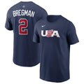 Alex Bregman USA World Baseball Classic 2026 Nike Navy Player T-Shirt - Adult product image 1, provided for visual reference