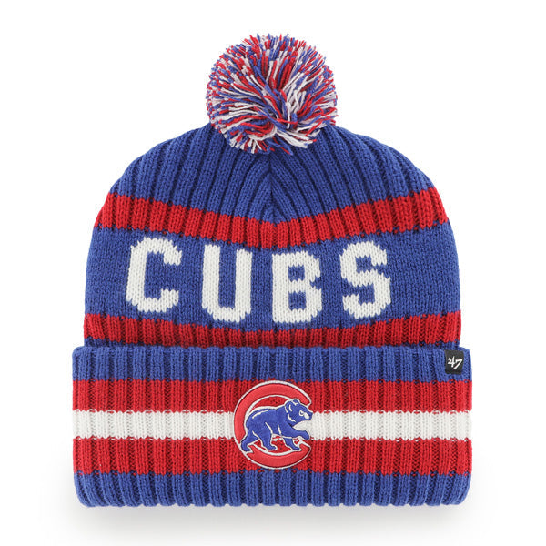 Chicago Cubs '47 Royal Bering Cuffed Pom Knit Hat product image 1, provided for visual reference and product detail review