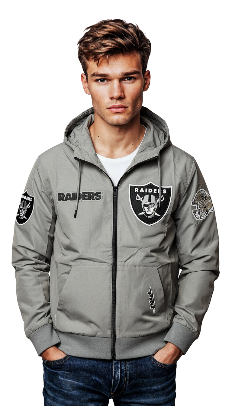 Pro Standard Men Las Vegas Raiders Classic Wind Suit Woven Full-Zip Jacket -Gray product image 1, provided for visual