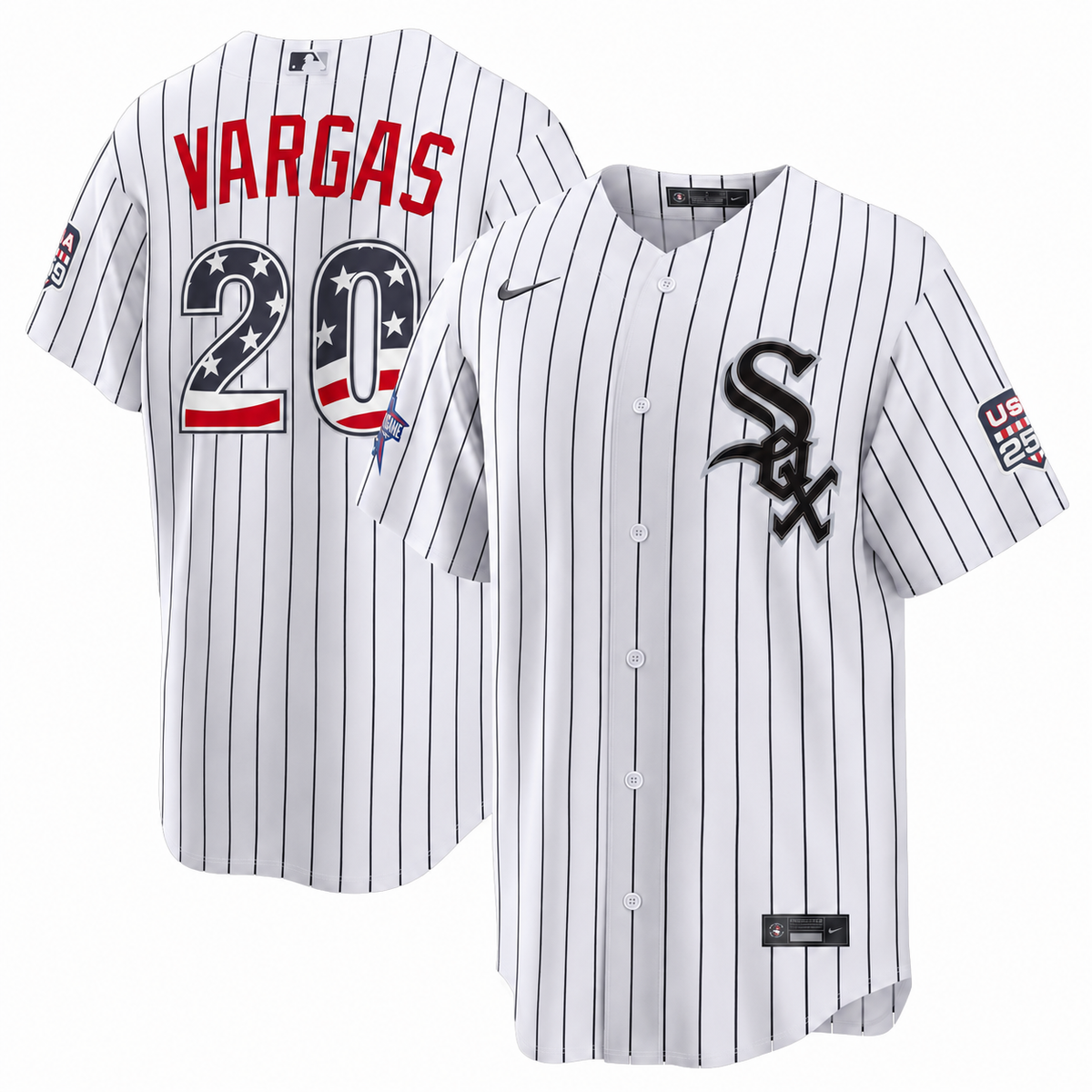 Miguel Vargas 2026 All-Star Edition Stars & Stripes Chicago White Sox Nike Men Pinstripe Jersey product image 1, provided