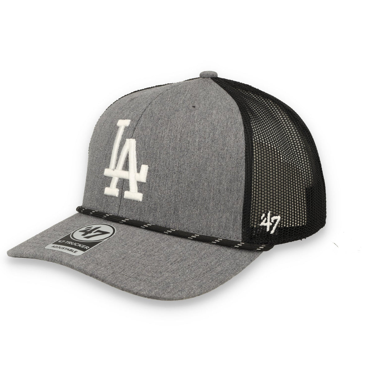 '47 Brand Los Angeles Dodgers Carbon Rope Trucker Adjustable Snapback Hat product image 1, provided for visual reference and