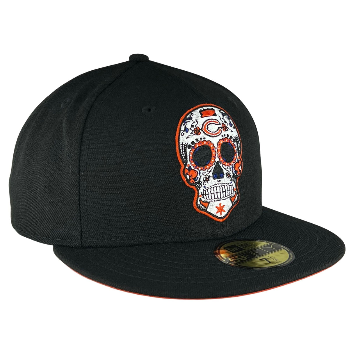 Chicago Bears Black/Orange Sugar Skull New Era 59FIFTY Fitted Hat product image 3, provided for visual reference and product
