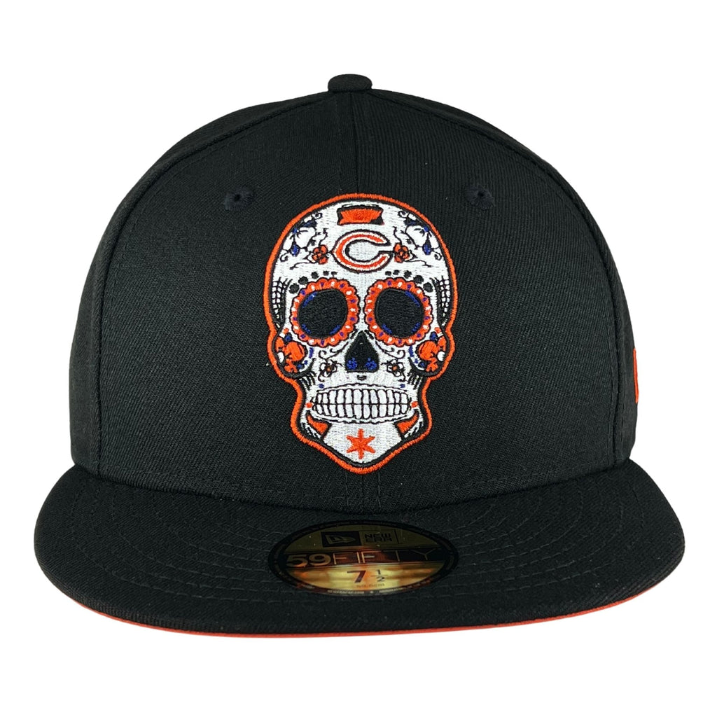 Chicago Bears Black/Orange Sugar Skull New Era 59FIFTY Fitted Hat product image 4, provided for visual reference and product