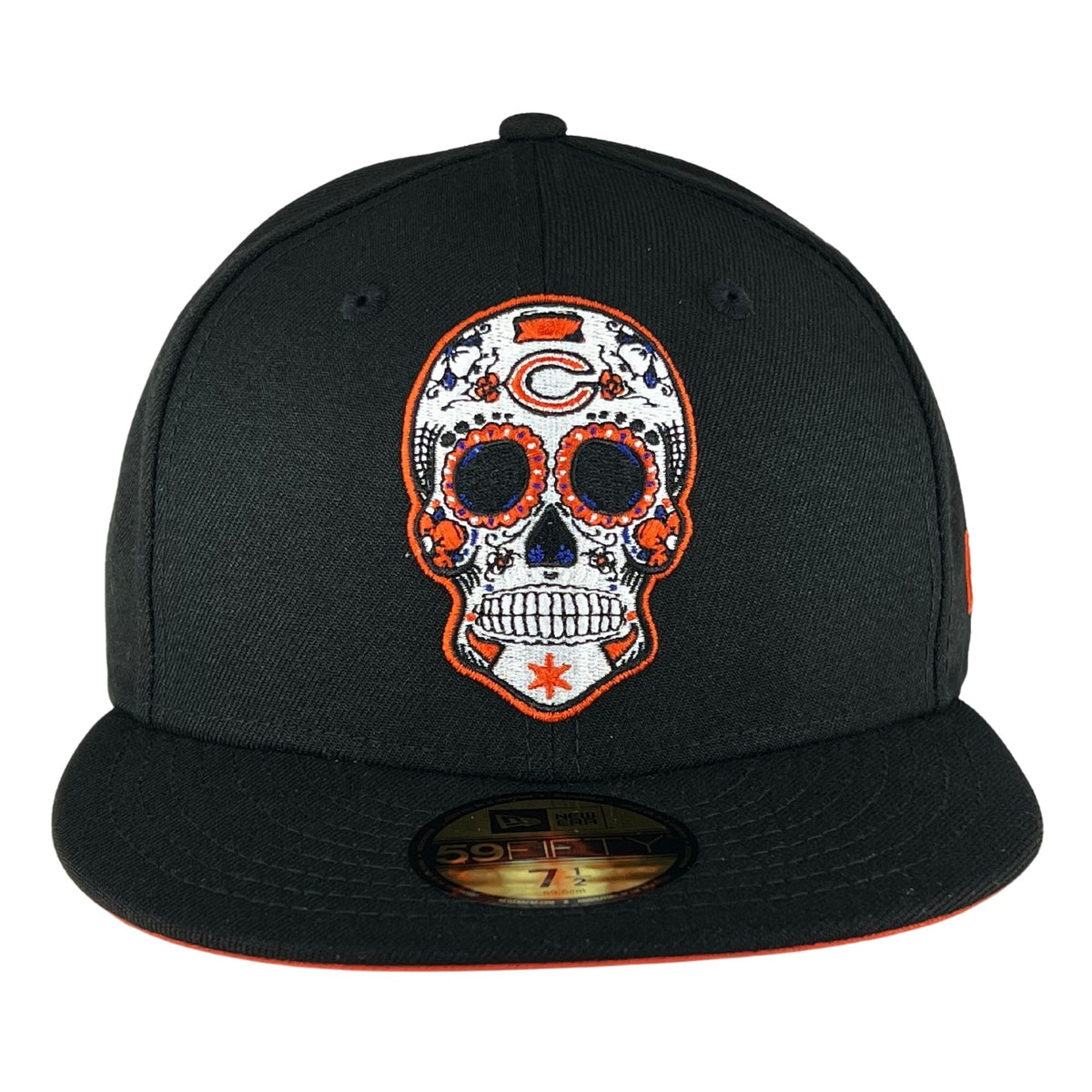 Chicago Bears Black/Orange Sugar Skull New Era 59FIFTY Fitted Hat product image 4, provided for visual reference and product