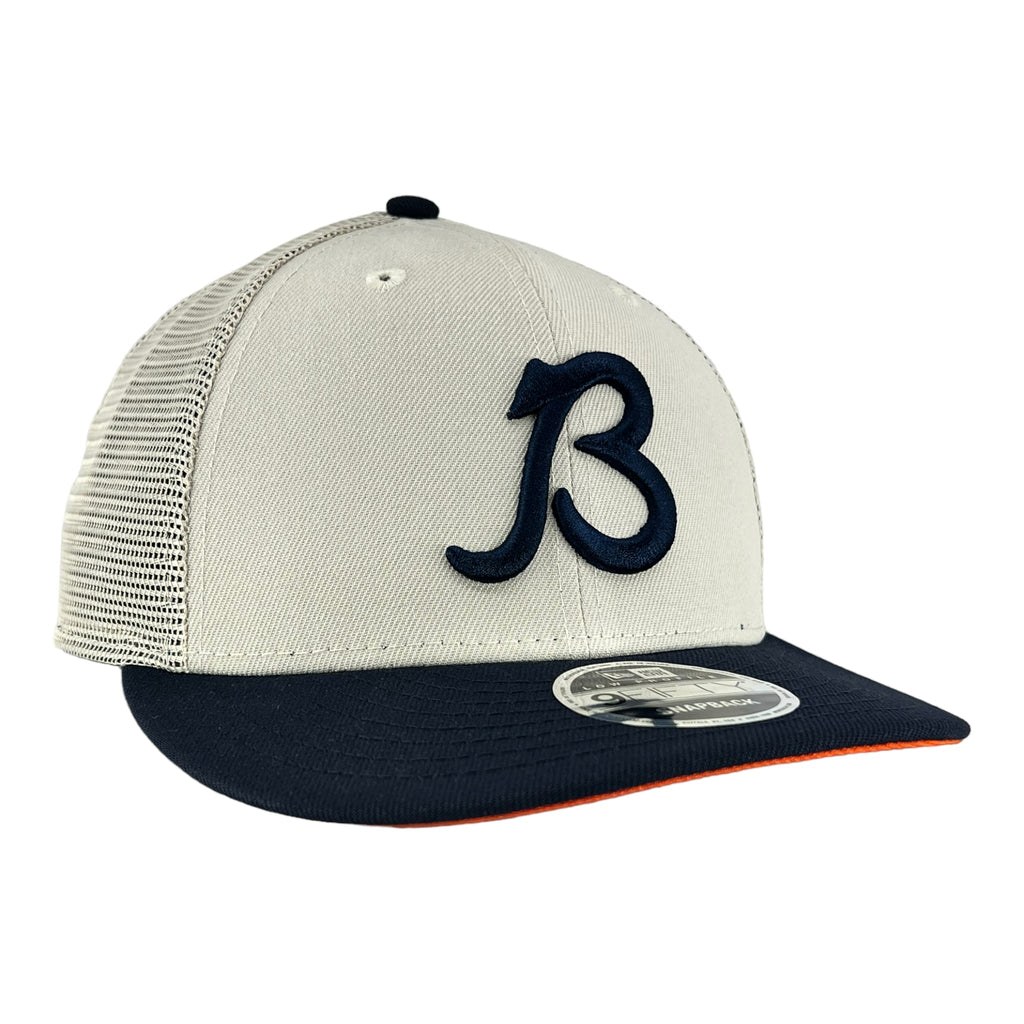 Chicago Bears Stone/Navy Mesh Back B Script New Era Low Profile 9FIFTY Snapback Hat product image 1, provided for visual