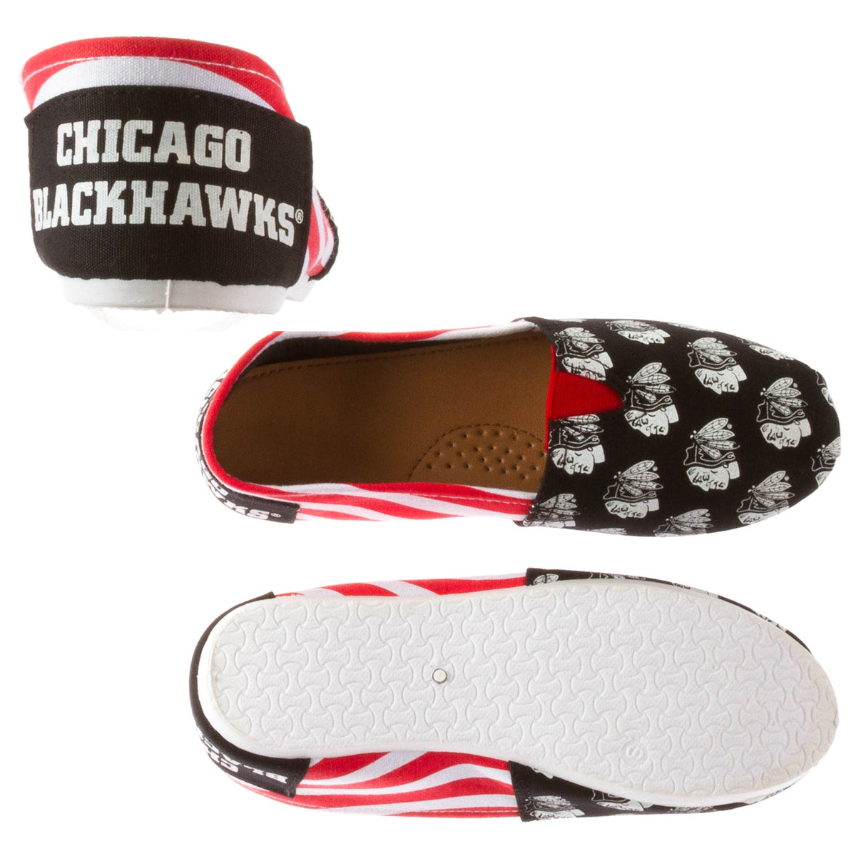 Chicago Black Hawks Black Slipper With Large Indian Head Logo product image 1, provided for visual reference and product