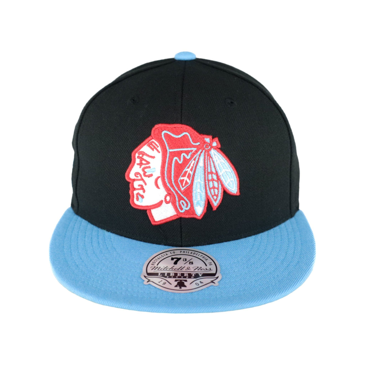 Chicago Blackhawks Chicago Flag Liberty Mitchell & Ness Fitted Hat product image 2, provided for visual reference and