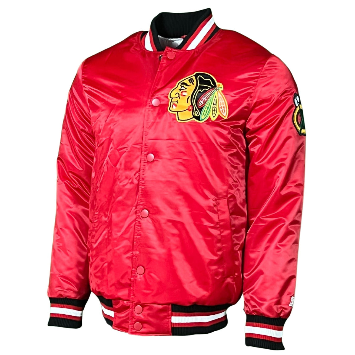 Chicago Blackhawks Red Vintage Starter Jacket product image 1, provided for visual reference and product detail review