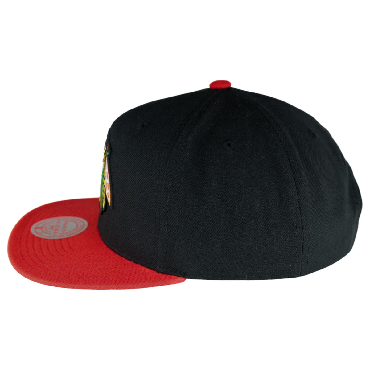 Chicago Blackhawks Black/Red Mitchell & Ness Snapback Hat product image 5, provided for visual reference and product detail