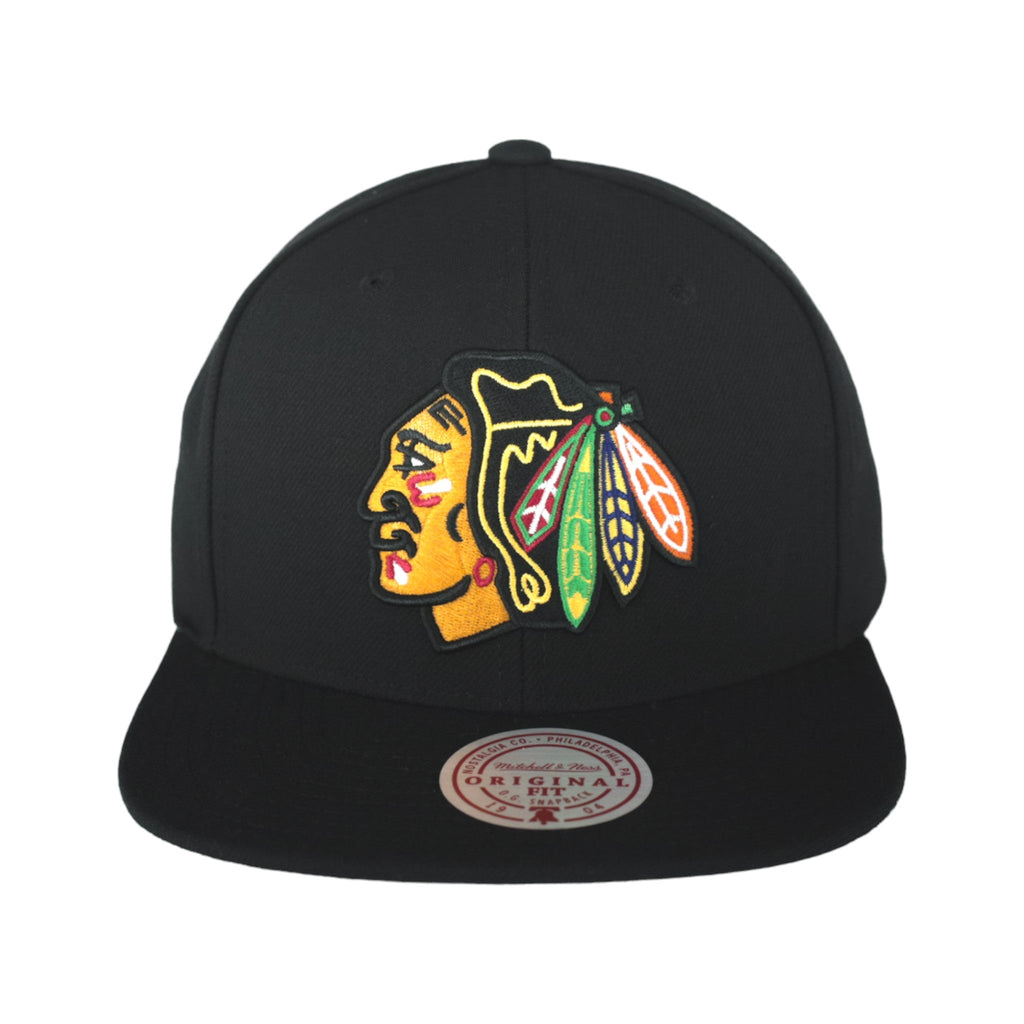 Chicago Blackhawks Black Mitchell & Ness Snapback Hat product image 2, provided for visual reference and product detail