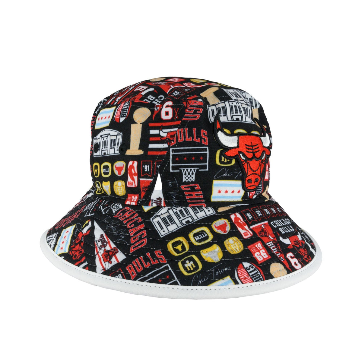 Chicago Bulls Black All Logos Bucket Hat product image 2, provided for visual reference and product detail review