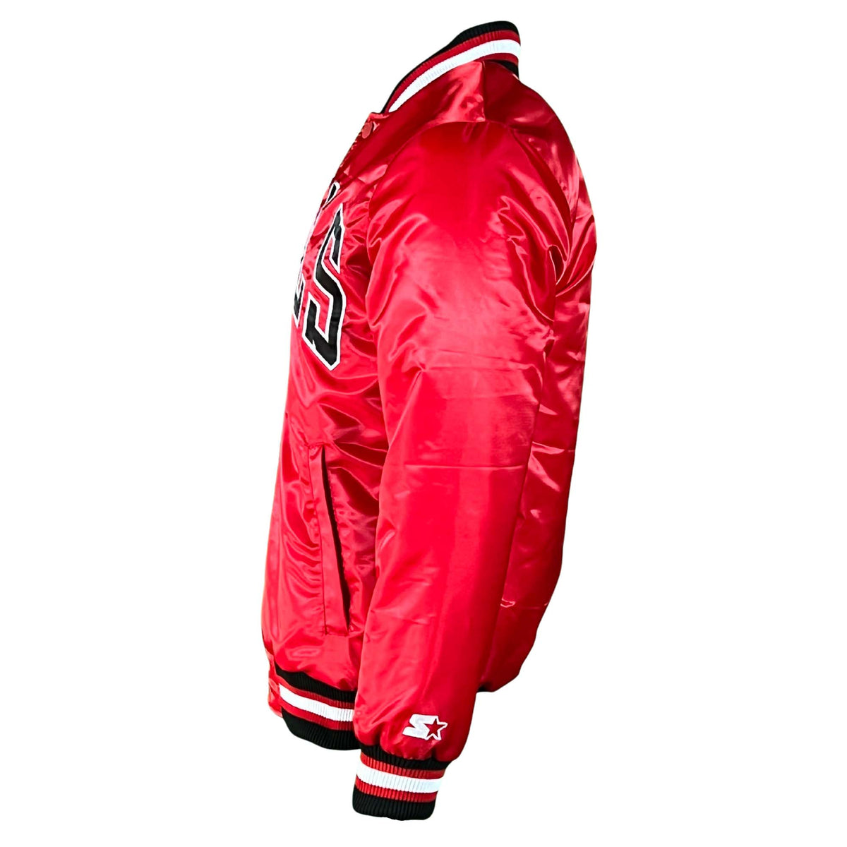 Chicago Bulls Red Vintage Starter Jacket product image 2, provided for visual reference and product detail review