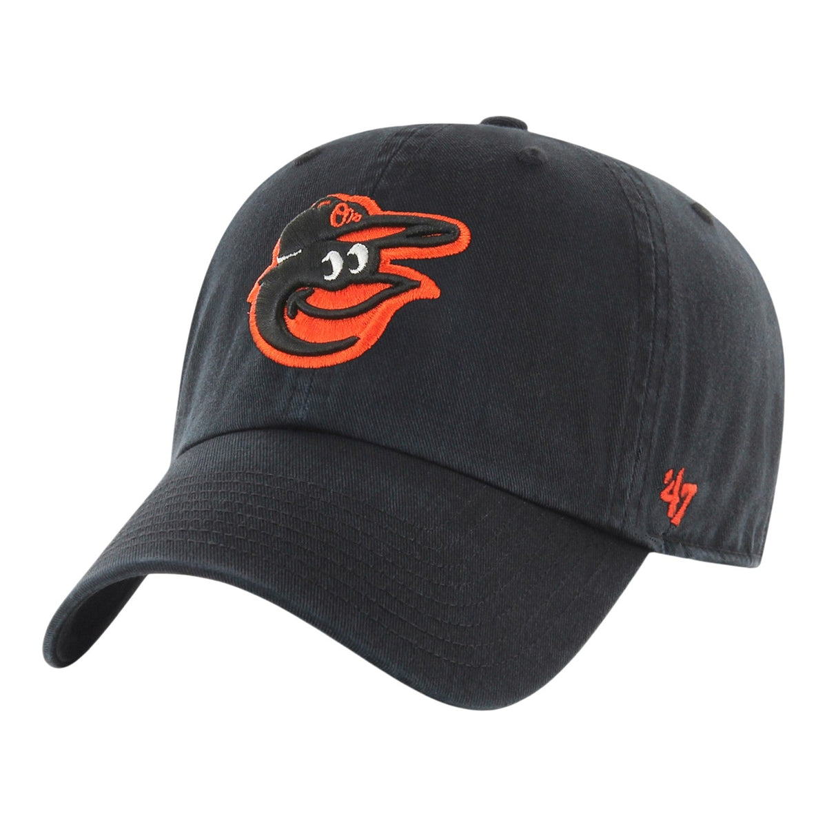 Baltimore Orioles '47 Clean Up Black Adjustable Hat product image 1, provided for visual reference and product detail review