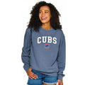 Chicago Cubs Women Denim Crewneck Sweatshirt product image 1, provided for visual reference and product detail review