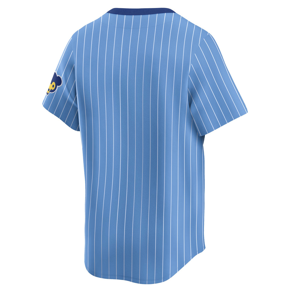 Chicago Cubs Nike Cooperstown Collection Valor Blue Pinstripe Throwback Jersey product image 3, provided for visual