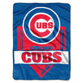 Chicago Cubs Royal Plush Raschel 60 in. x 80 in. Blanket product image 1, provided for visual reference and product detail