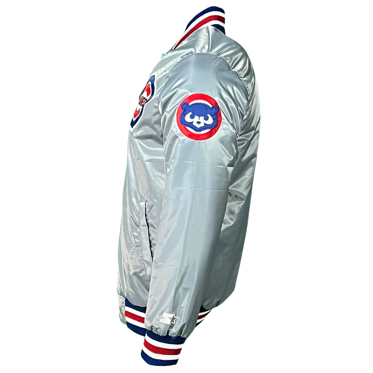 Chicago Cubs Grey Vintage Starter Jacket product image 2, provided for visual reference and product detail review