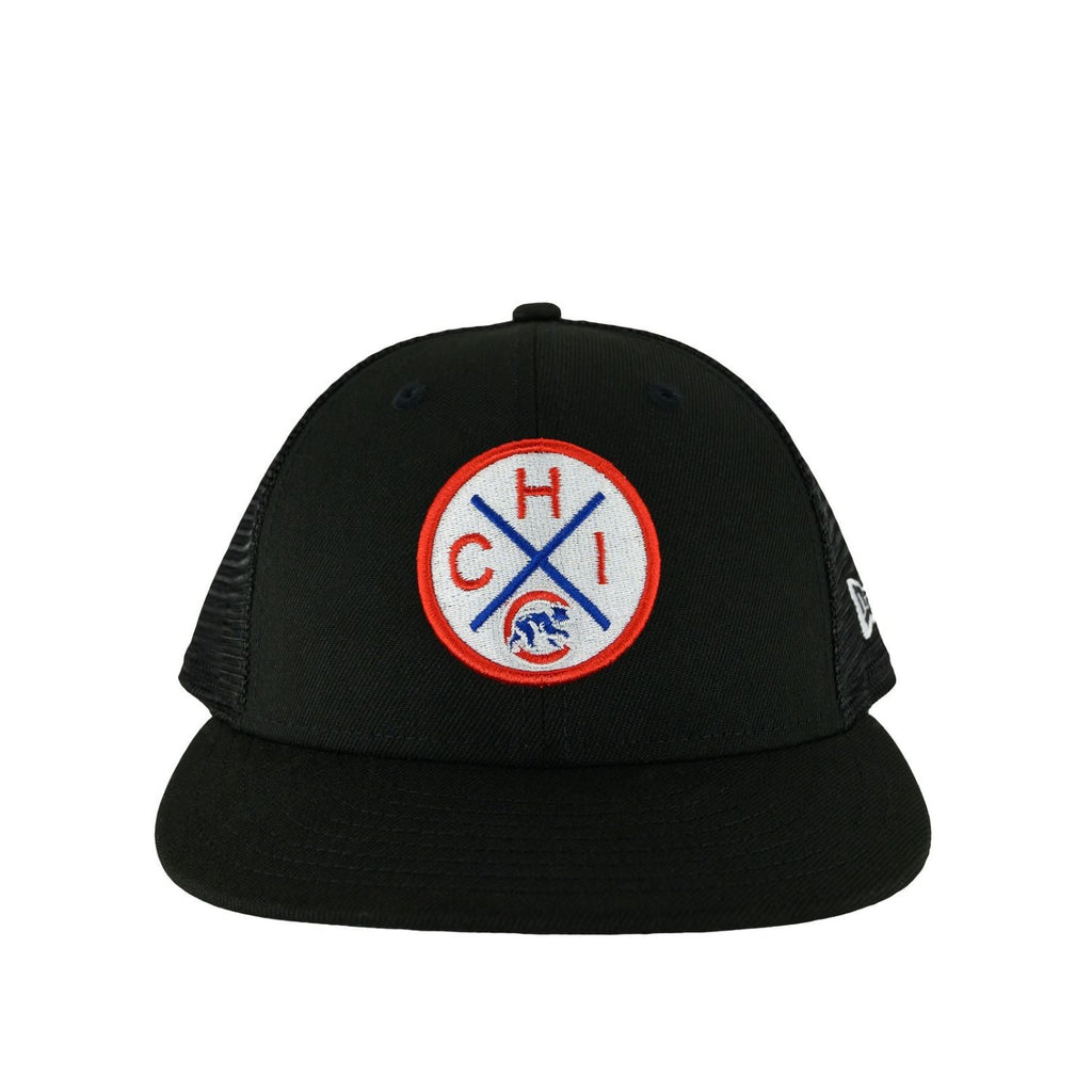 Chicago Cubs Black Circle Patch New Era 9FIFTY Low Profile Mesh Back Hat product image 2, provided for visual reference and