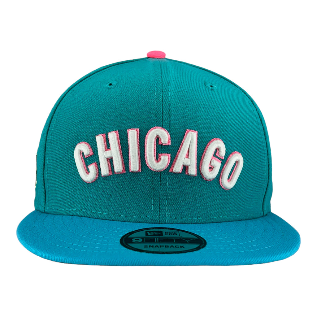 Chicago Cubs Teal/Pink New Era Low Profile 9FIFTY Snapback Hat product image 2, provided for visual reference and product