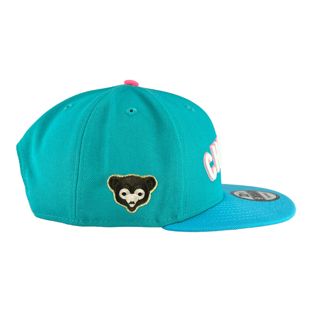 Chicago Cubs Teal/Pink New Era Low Profile 9FIFTY Snapback Hat product image 4, provided for visual reference and product