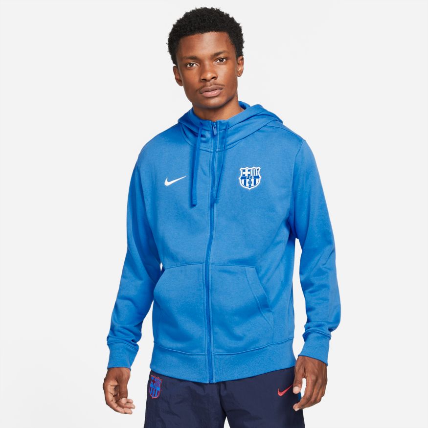 Nike FC Barcelona Men French Terry Full-Zip Hoodie product image 1, provided for visual reference and product detail review