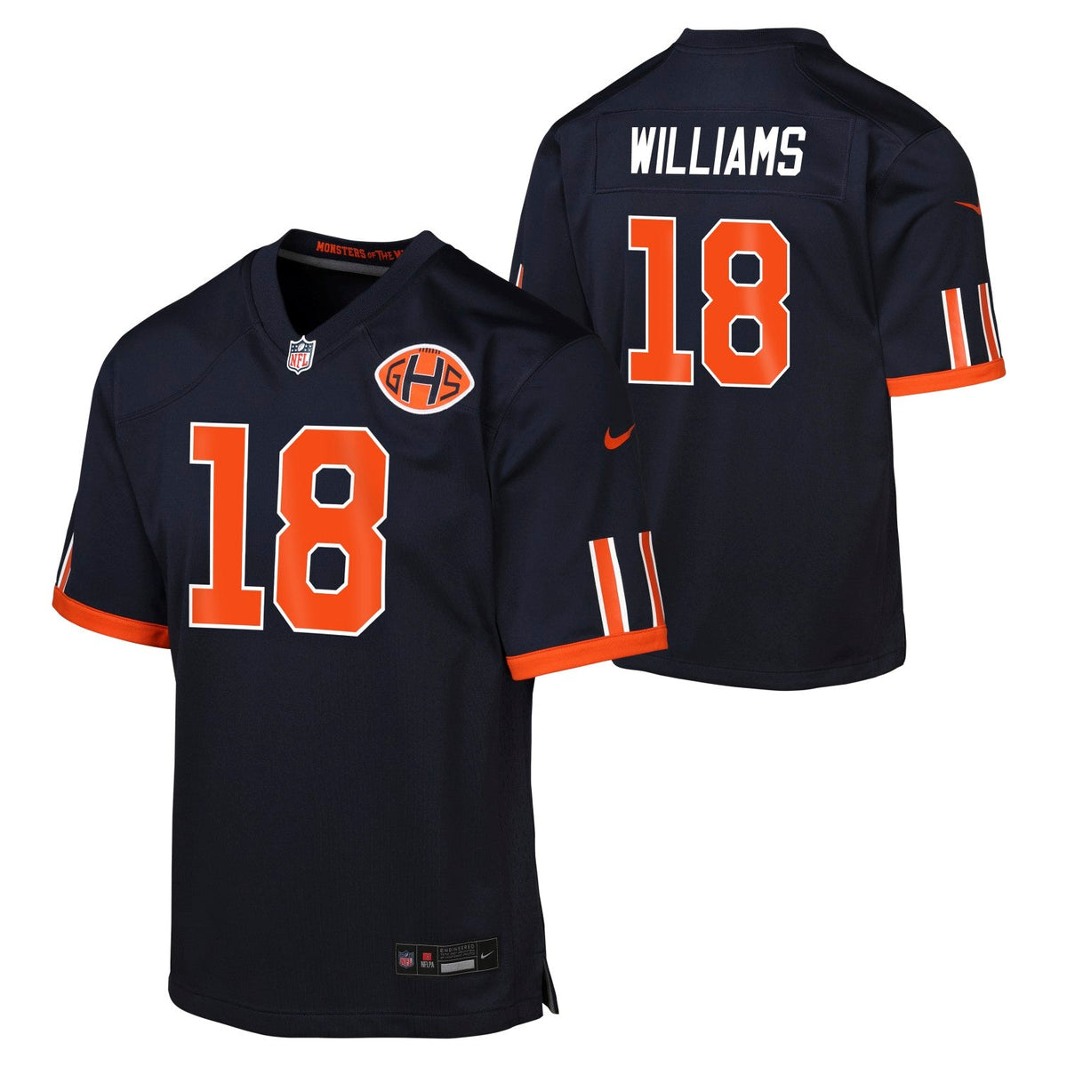 Caleb Williams #18 Chicago Bears Nike Youth Rivalry Game Jersey product image 1, provided for visual reference and product