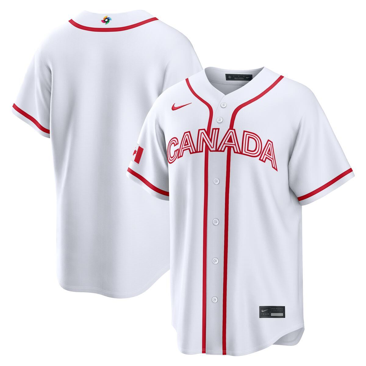 Canada World Baseball Classic 2026 Nike White Home Jersey product image 1, provided for visual reference and product detail