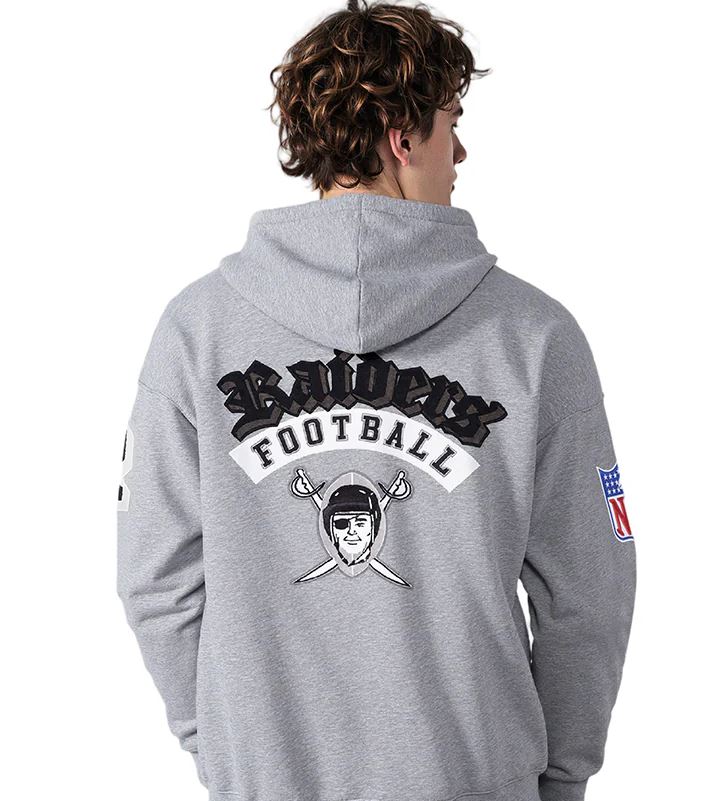 Pro Standard 'Las Vegas Raiders Best Of' Drop Shoulder Hoodie -Gray product image 2, provided for visual reference and