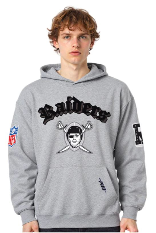 Pro Standard 'Las Vegas Raiders Best Of' Drop Shoulder Hoodie -Gray product image 1, provided for visual reference and