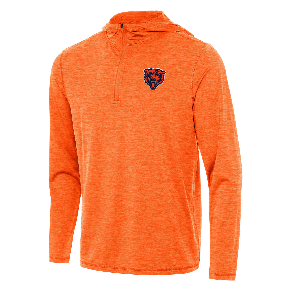 Chicago Bears Antigua Mango Orange 1/4 Zip Tidy Pullover Hoodie product image 1, provided for visual reference and product