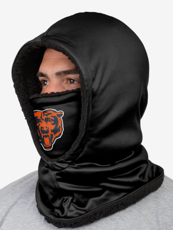 Chicago Bears Black Hooded Gaiter Scarf product image 1, provided for visual reference and product detail review