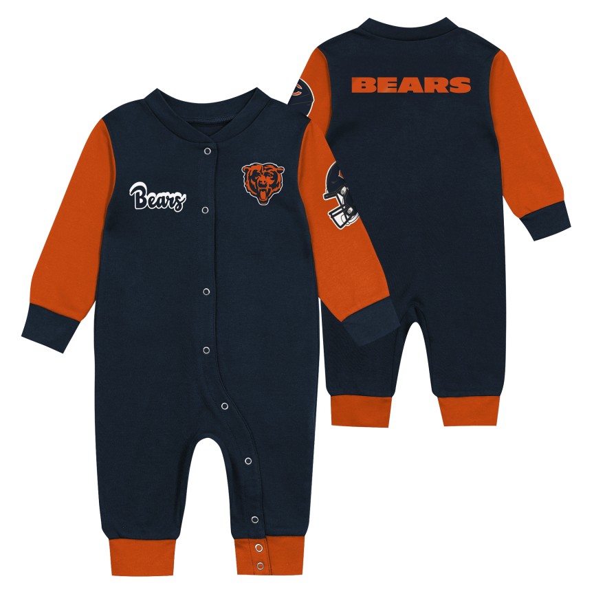 Chicago Bears Endzone Baby Snuggler Coverall product image 1, provided for visual reference and product detail review