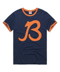 Chicago Bears Homage Colorblock Script B Ringer T-Shirt product image 1, provided for visual reference and product detail