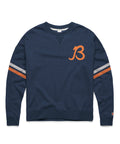 Chicago Bears Homage Women Navy Arm Band Crewneck Sweatshirt product image 1, provided for visual reference and product