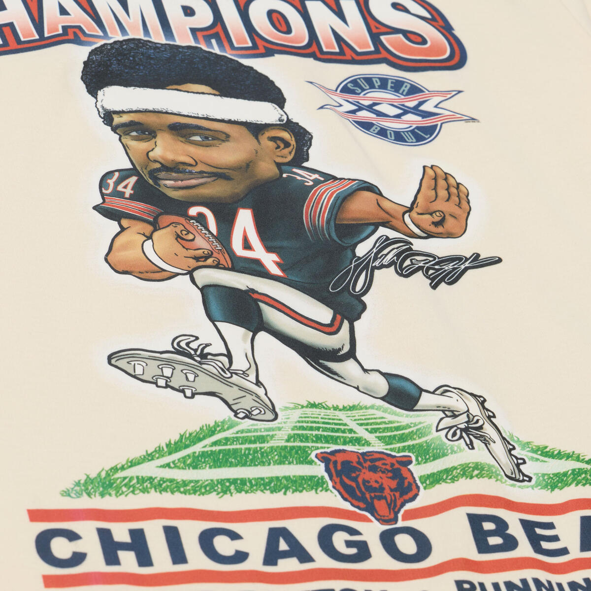 Chicago Bears Mitchell & Ness Throwback Walter Payton Natural Caricature NFC Champs T-Shirt product image 3, provided for
