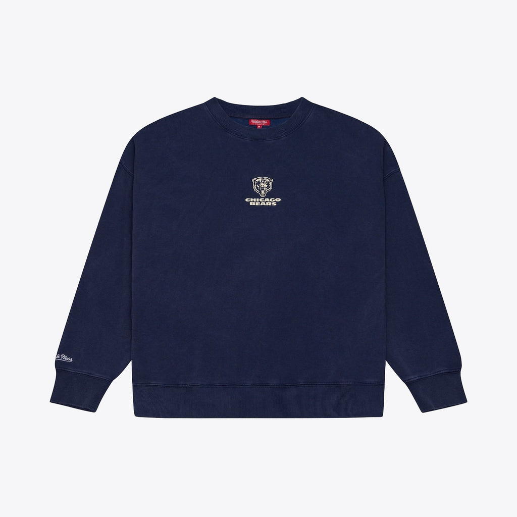 Chicago Bears Mitchell & Ness Women Core Essentials Navy Crewneck Sweatshirt product image 1, provided for visual reference