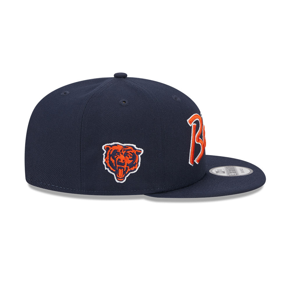 Chicago Bears New Era 9FIFTY EG Navy Script Snapback Hat product image 5, provided for visual reference and product detail