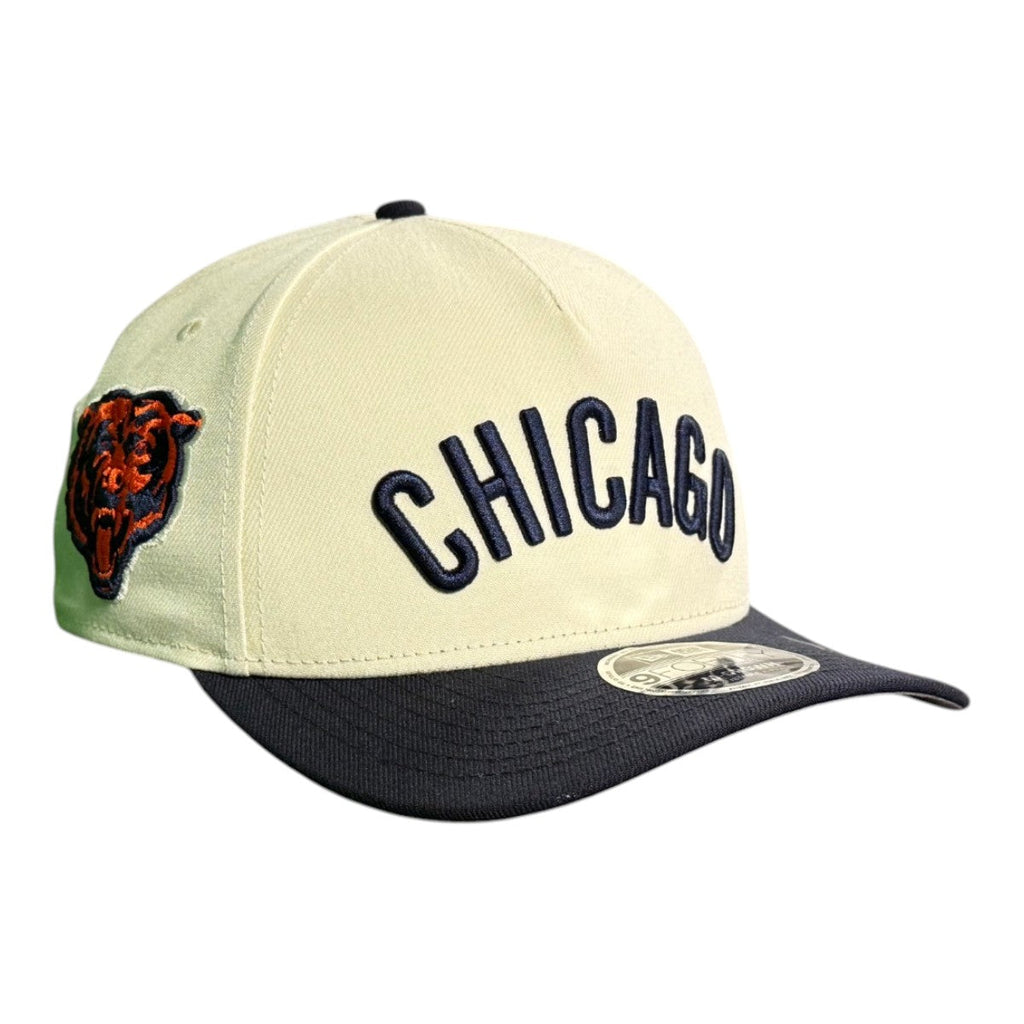 Chicago Bears New Era Chrome/Navy 9FORTY M-Crown A-Frame Snapback Hat product image 1, provided for visual reference and