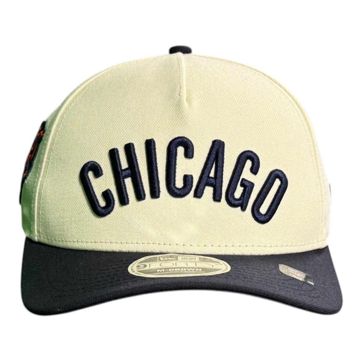 Chicago Bears New Era Chrome/Navy 9FORTY M-Crown A-Frame Snapback Hat product image 2, provided for visual reference and