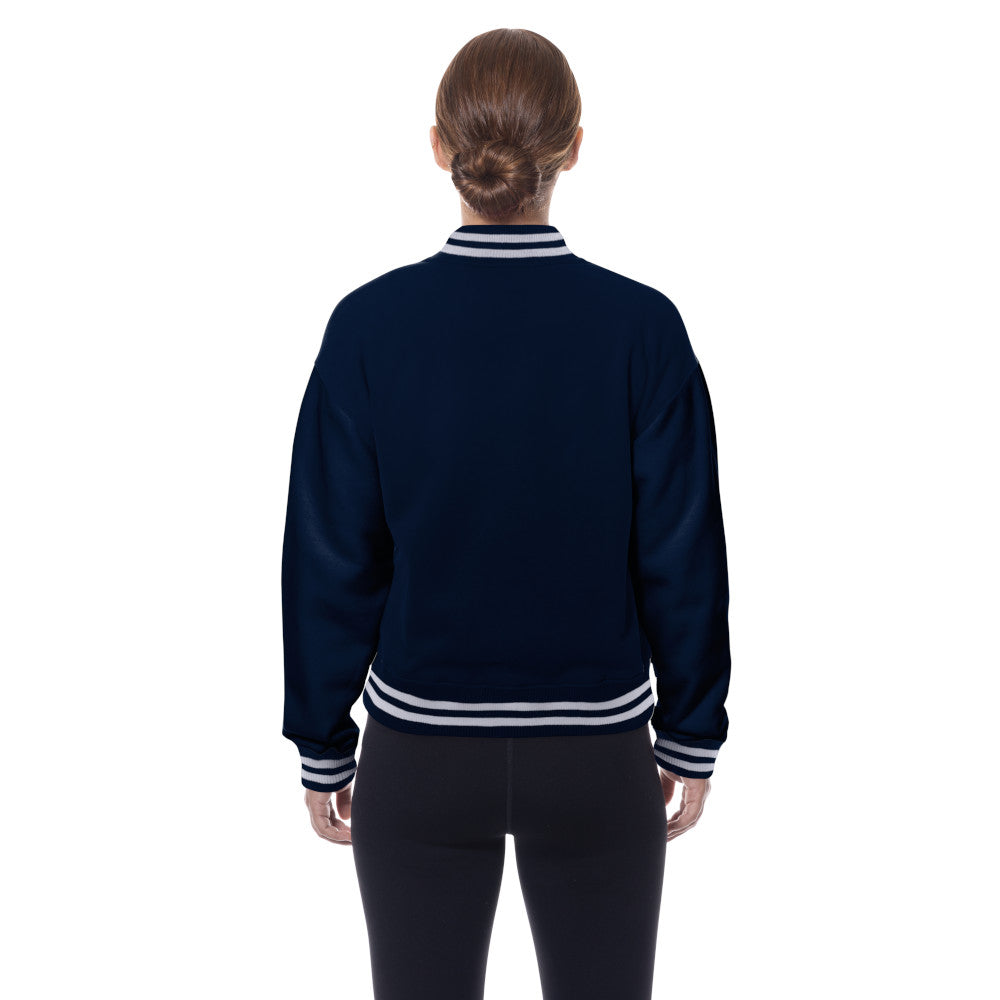 Chicago Bears New Era Ladies Snap Button Navy Varsity Jacket product image 2, provided for visual reference and product