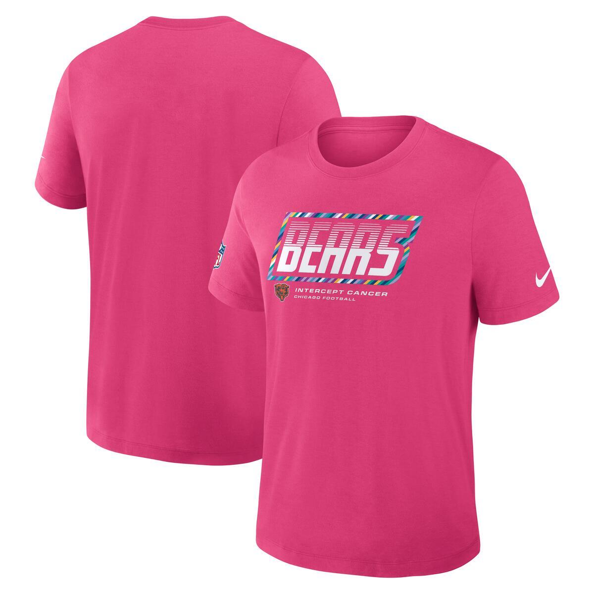 Chicago Bears Nike Men Crucial Catch Pink T-Shirt product image 1, provided for visual reference and product detail review