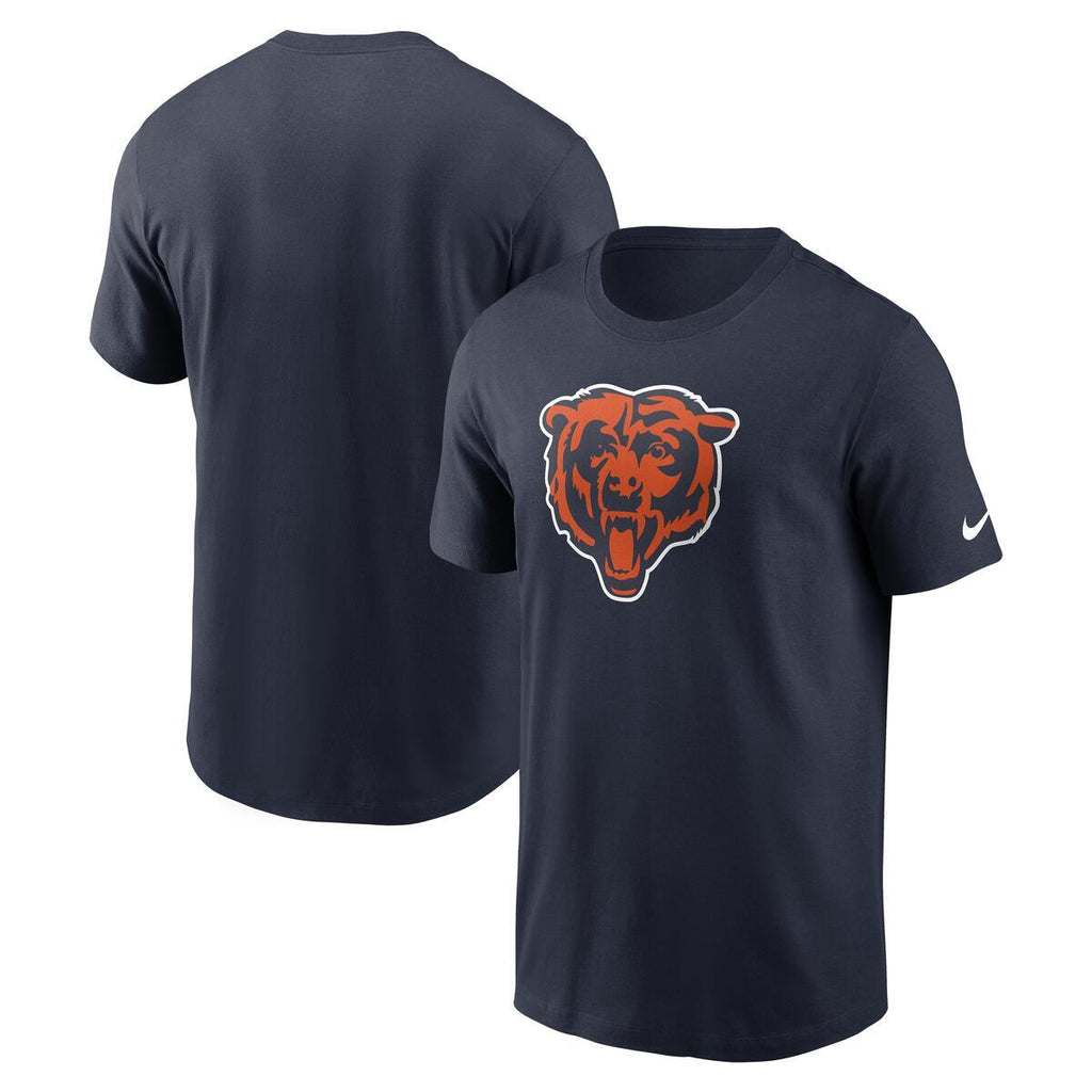 Chicago Bears Nike Men Navy Essential Logo Cotton T-Shirt product image 1, provided for visual reference and product detail