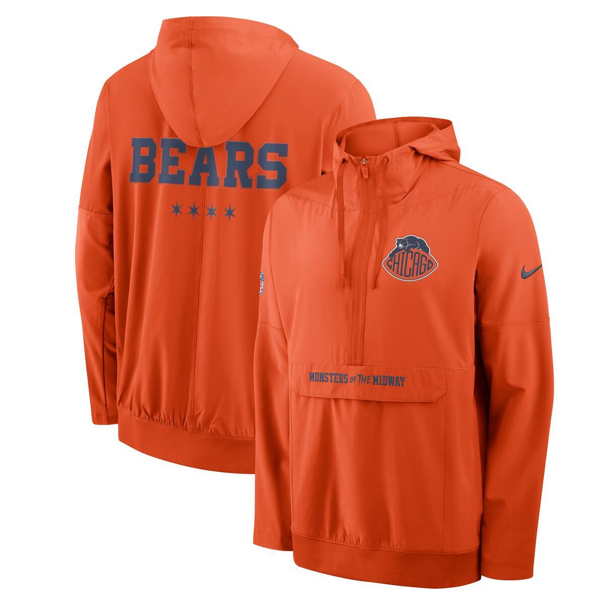 Chicago Bears Nike Men Rivalry Sideline 2026 Anorak Orange Pullover Jacket product image 1, provided for visual reference