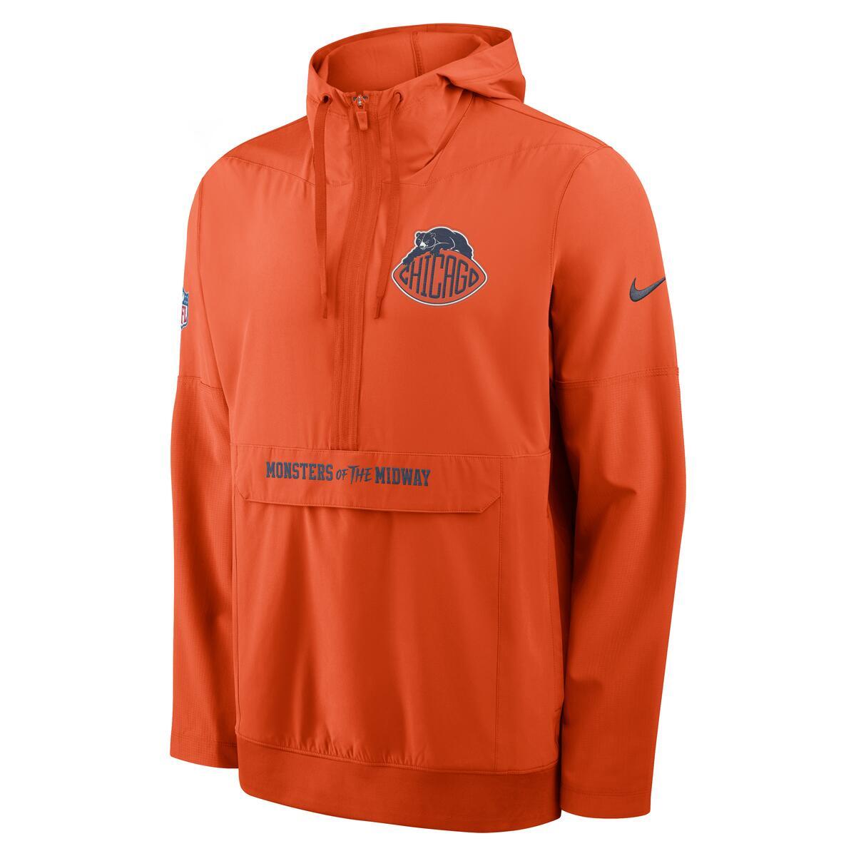 Chicago Bears Nike Men Rivalry Sideline 2026 Anorak Orange Pullover Jacket product image 2, provided for visual reference