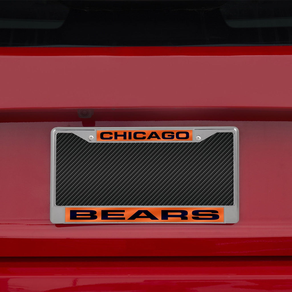 Chicago Bears Orange/Navy Laser Chrome License Plate Frame product image 1, provided for visual reference and product detail