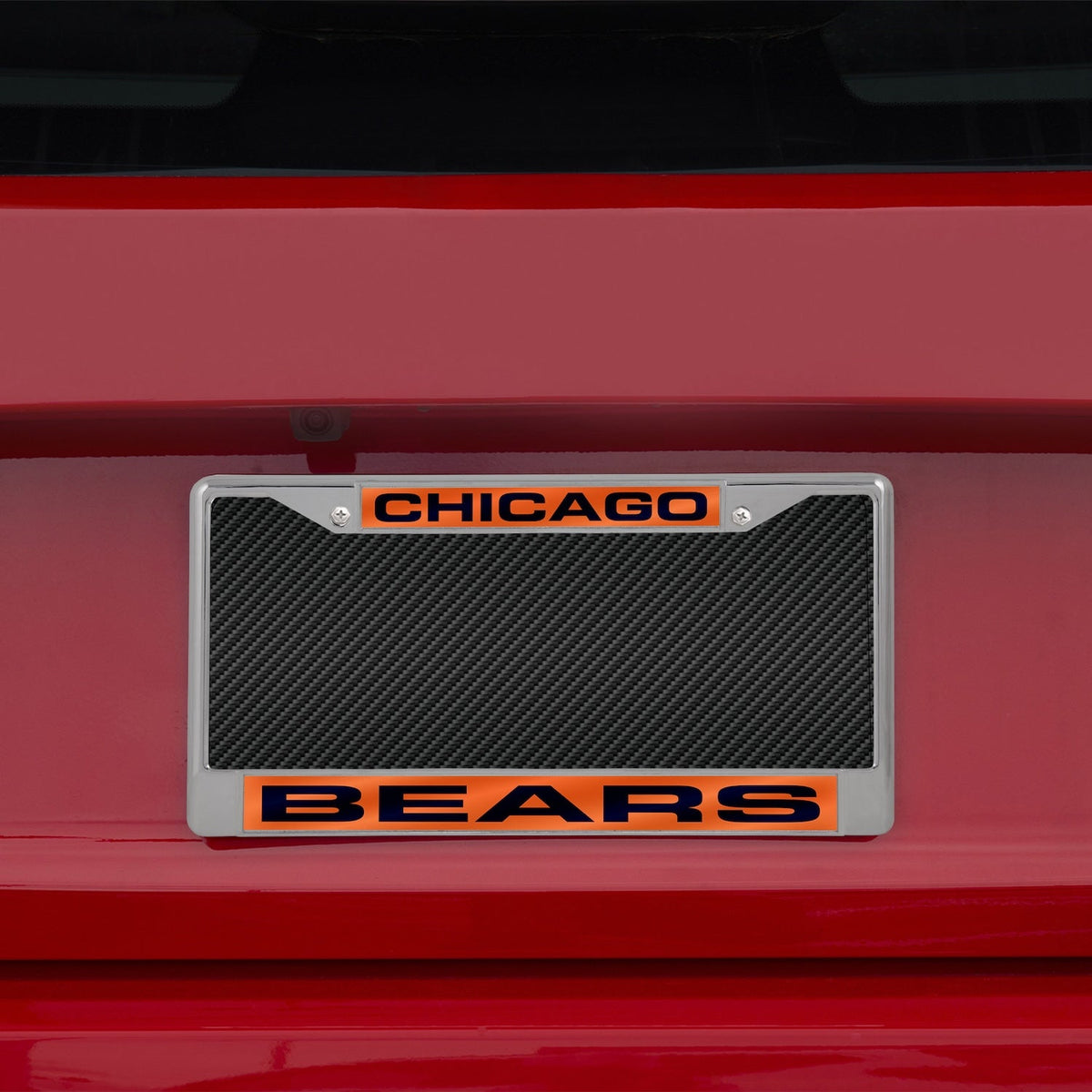 Chicago Bears Orange/Navy Laser Chrome License Plate Frame product image 1, provided for visual reference and product detail