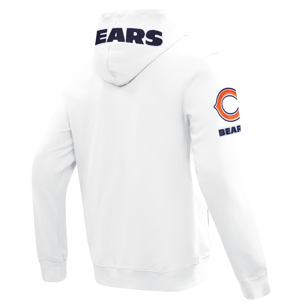 Chicago Bears Pro Standard Full Zip Chenille White Hoodie product image 4, provided for visual reference and product detail