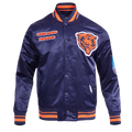 Chicago Bears Pro Standard Navy Satin Jacket product image 1, provided for visual reference and product detail review