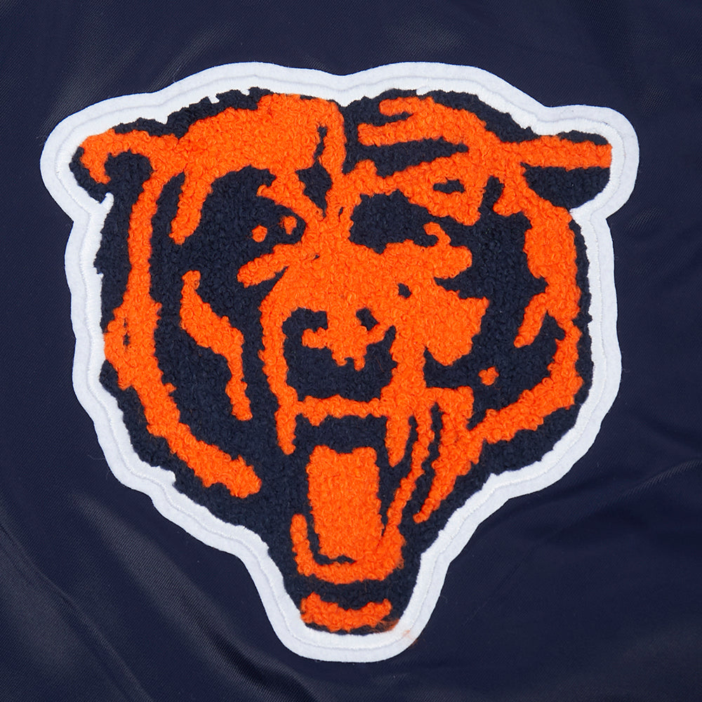 Chicago Bears Pro Standard Navy Satin Retro Classic Jacket product image 7, provided for visual reference and product detail