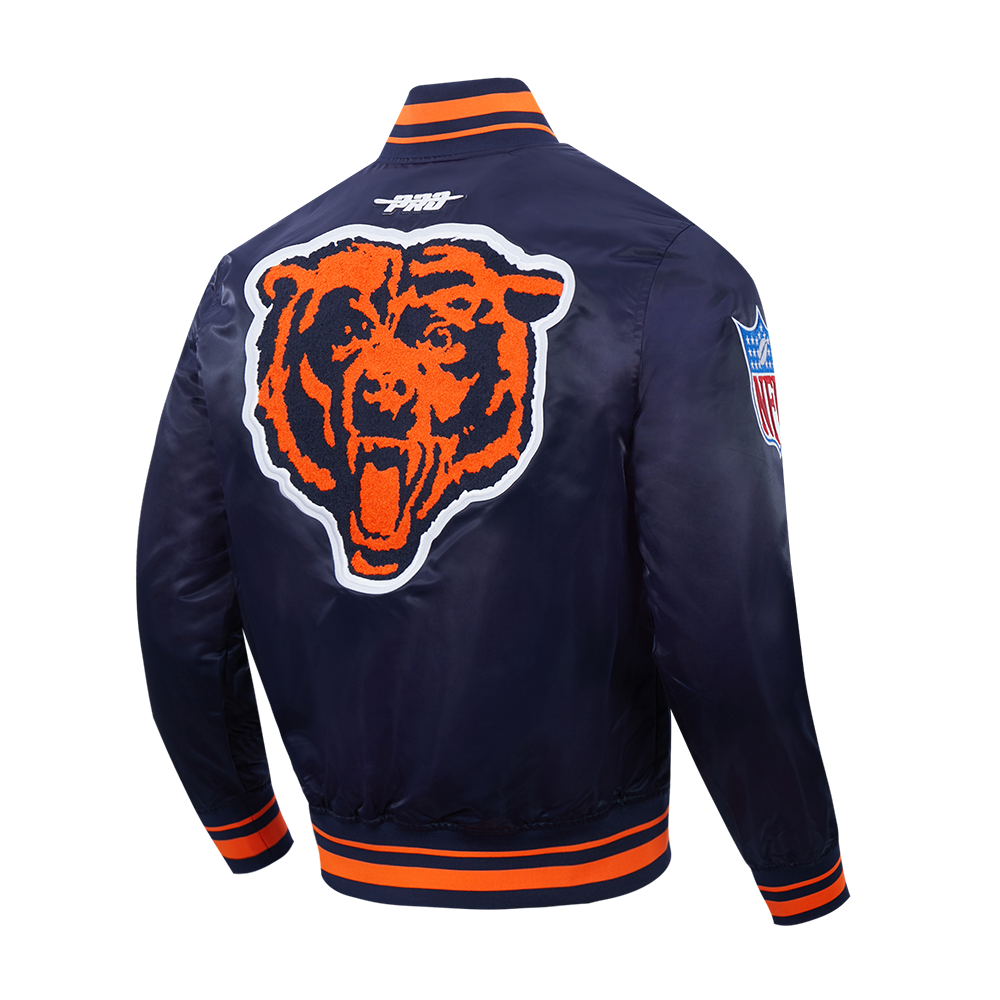 Chicago Bears Pro Standard Navy Satin Retro Classic Jacket product image 4, provided for visual reference and product detail
